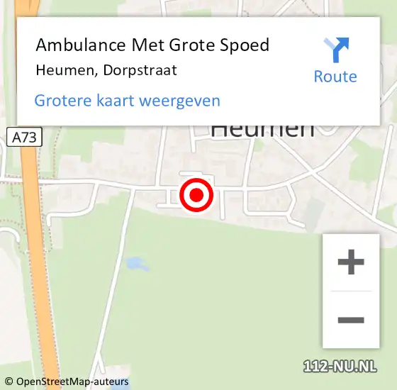Locatie op kaart van de 112 melding: Ambulance Met Grote Spoed Naar Heumen, Dorpstraat op 4 juni 2022 17:43