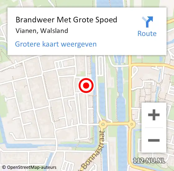 Locatie op kaart van de 112 melding: Brandweer Met Grote Spoed Naar Vianen, Walsland op 4 juni 2022 17:56