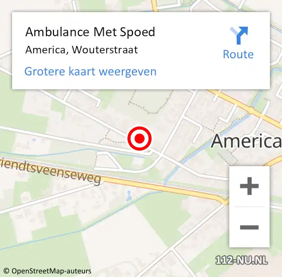 Locatie op kaart van de 112 melding: Ambulance Met Spoed Naar America, Wouterstraat op 19 juli 2014 09:30