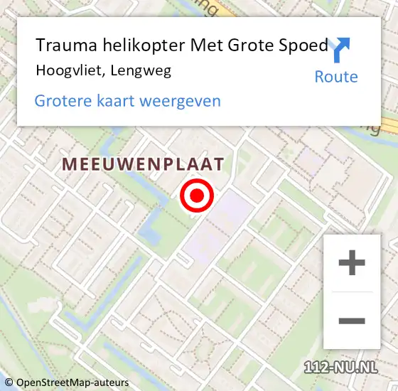 Locatie op kaart van de 112 melding: Trauma helikopter Met Grote Spoed Naar Hoogvliet, Lengweg op 4 juni 2022 18:11