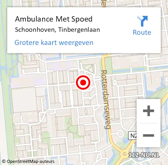 Locatie op kaart van de 112 melding: Ambulance Met Spoed Naar Schoonhoven, Tinbergenlaan op 4 juni 2022 18:15