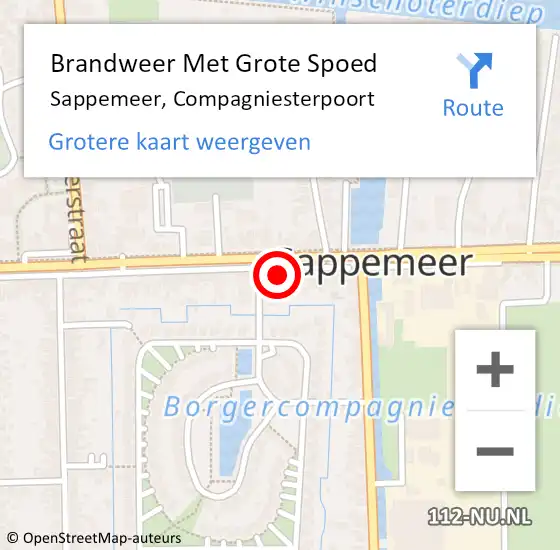 Locatie op kaart van de 112 melding: Brandweer Met Grote Spoed Naar Sappemeer, Compagniesterpoort op 19 juli 2014 09:31