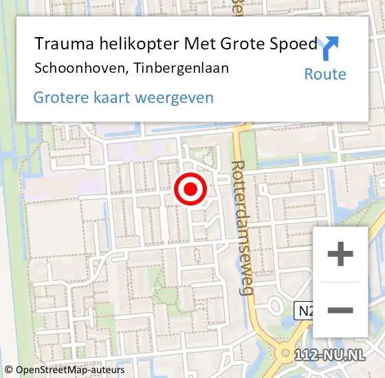 Locatie op kaart van de 112 melding: Trauma helikopter Met Grote Spoed Naar Schoonhoven, Tinbergenlaan op 4 juni 2022 18:21