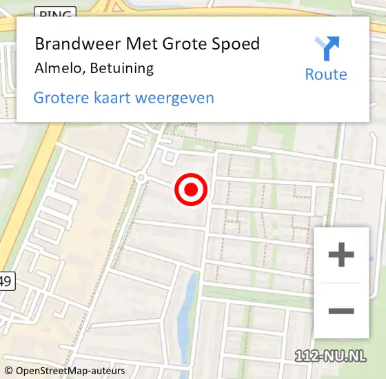 Locatie op kaart van de 112 melding: Brandweer Met Grote Spoed Naar Almelo, Betuining op 4 juni 2022 19:10