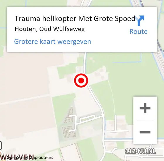 Locatie op kaart van de 112 melding: Trauma helikopter Met Grote Spoed Naar Houten, Oud Wulfseweg op 4 juni 2022 19:12