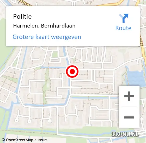 Locatie op kaart van de 112 melding: Politie Harmelen, Bernhardlaan op 4 juni 2022 19:15