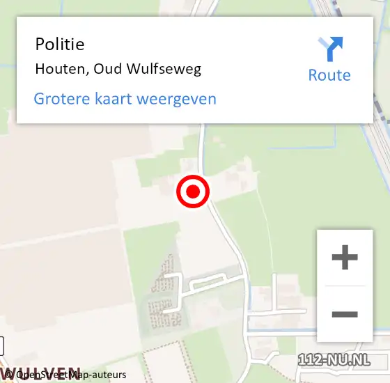 Locatie op kaart van de 112 melding: Politie Houten, Oud Wulfseweg op 4 juni 2022 19:16