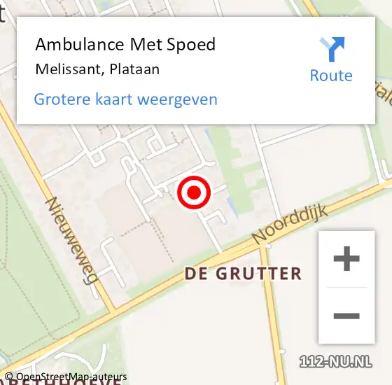 Locatie op kaart van de 112 melding: Ambulance Met Spoed Naar Melissant, Plataan op 4 juni 2022 19:17