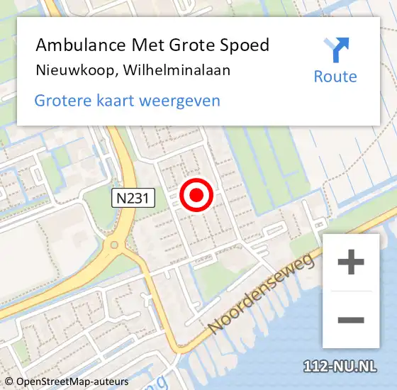 Locatie op kaart van de 112 melding: Ambulance Met Grote Spoed Naar Nieuwkoop, Wilhelminalaan op 4 juni 2022 19:22