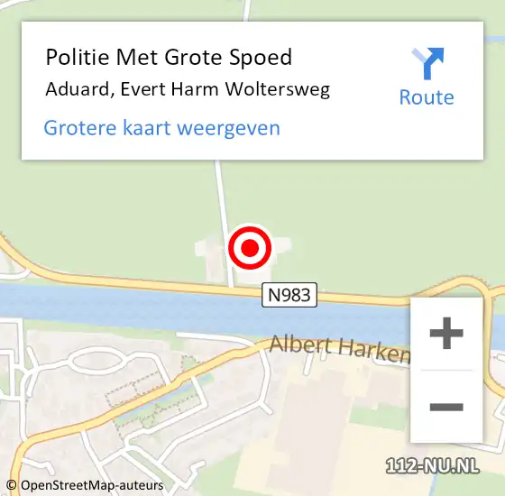 Locatie op kaart van de 112 melding: Politie Met Grote Spoed Naar Aduard, Evert Harm Woltersweg op 4 juni 2022 19:52