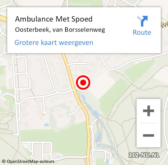 Locatie op kaart van de 112 melding: Ambulance Met Spoed Naar Oosterbeek, van Borsselenweg op 4 juni 2022 19:53