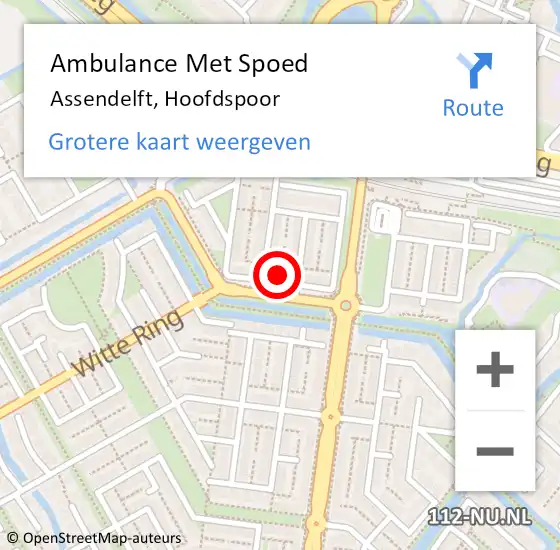 Locatie op kaart van de 112 melding: Ambulance Met Spoed Naar Assendelft, Hoofdspoor op 4 juni 2022 20:25