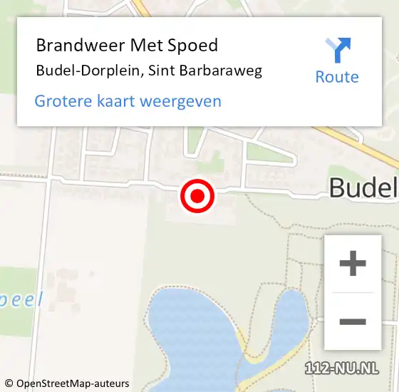 Locatie op kaart van de 112 melding: Brandweer Met Spoed Naar Budel-Dorplein, Sint Barbaraweg op 4 juni 2022 20:31