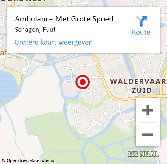 Locatie op kaart van de 112 melding: Ambulance Met Grote Spoed Naar Schagen, Fuut op 4 juni 2022 20:31