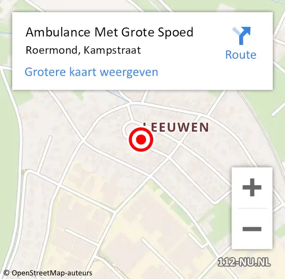 Locatie op kaart van de 112 melding: Ambulance Met Grote Spoed Naar Roermond, Kampstraat op 4 juni 2022 20:49