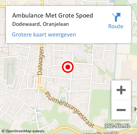 Locatie op kaart van de 112 melding: Ambulance Met Grote Spoed Naar Dodewaard, Oranjelaan op 4 juni 2022 20:56