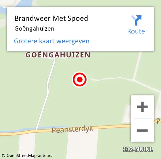 Locatie op kaart van de 112 melding: Brandweer Met Spoed Naar Goëngahuizen op 4 juni 2022 21:04