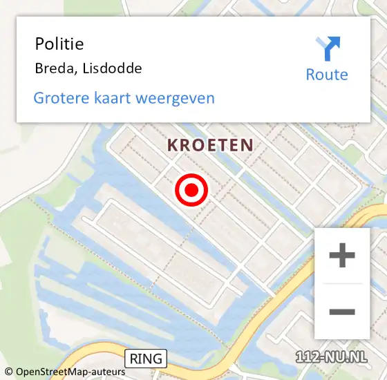 Locatie op kaart van de 112 melding: Politie Breda, Lisdodde op 4 juni 2022 21:09