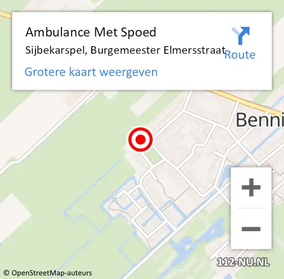 Locatie op kaart van de 112 melding: Ambulance Met Spoed Naar Sijbekarspel, Burgemeester Elmersstraat op 4 juni 2022 21:29