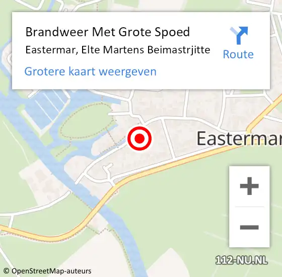 Locatie op kaart van de 112 melding: Brandweer Met Grote Spoed Naar Eastermar, Elte Martens Beimastrjitte op 4 juni 2022 21:39