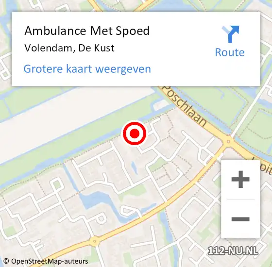 Locatie op kaart van de 112 melding: Ambulance Met Spoed Naar Volendam, De Kust op 4 juni 2022 21:55