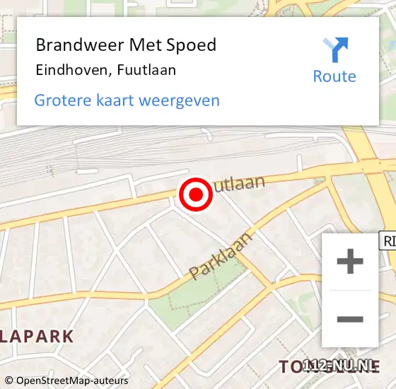 Locatie op kaart van de 112 melding: Brandweer Met Spoed Naar Eindhoven, Fuutlaan op 4 juni 2022 22:09