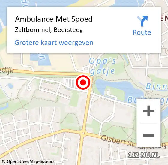 Locatie op kaart van de 112 melding: Ambulance Met Spoed Naar Zaltbommel, Beersteeg op 4 juni 2022 22:22