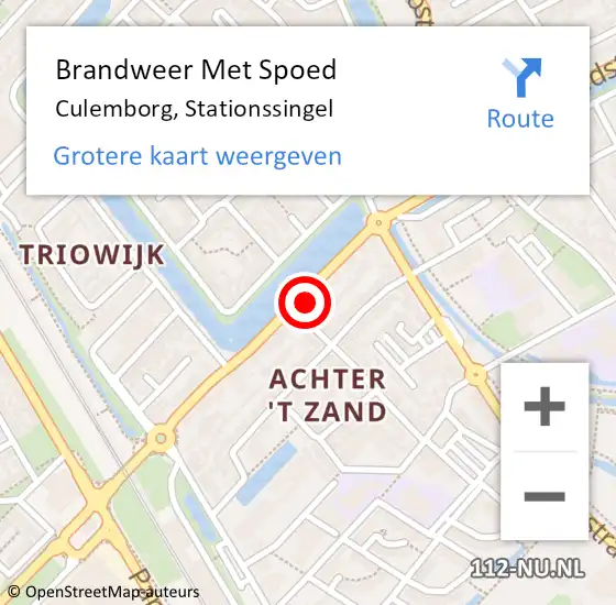 Locatie op kaart van de 112 melding: Brandweer Met Spoed Naar Culemborg, Stationssingel op 4 juni 2022 22:28