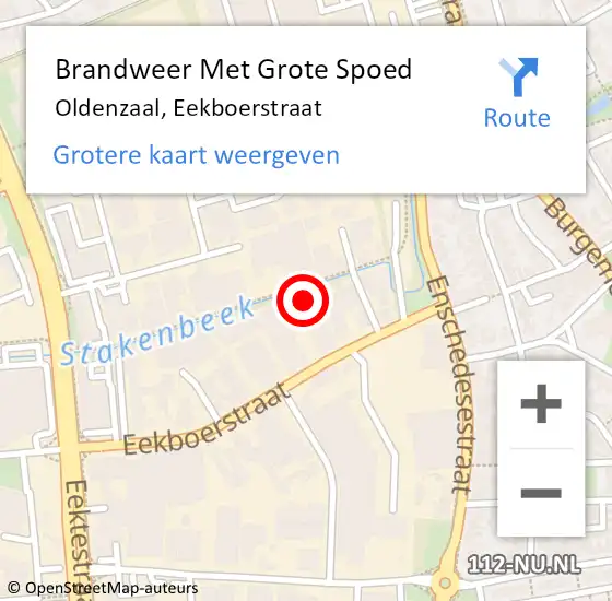 Locatie op kaart van de 112 melding: Brandweer Met Grote Spoed Naar Oldenzaal, Eekboerstraat op 4 juni 2022 22:30