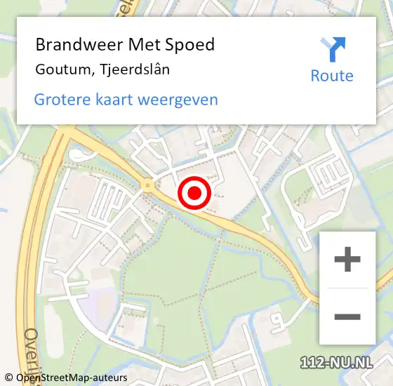 Locatie op kaart van de 112 melding: Brandweer Met Spoed Naar Goutum, Tjeerdslân op 4 juni 2022 22:39