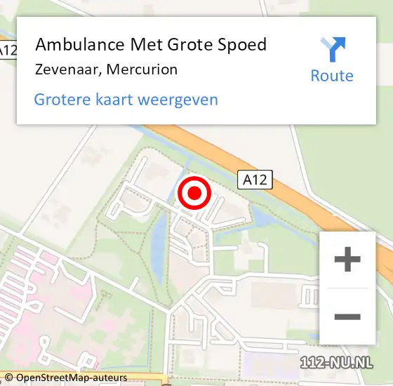 Locatie op kaart van de 112 melding: Ambulance Met Grote Spoed Naar Zevenaar, Mercurion op 4 juni 2022 22:45