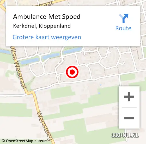 Locatie op kaart van de 112 melding: Ambulance Met Spoed Naar Kerkdriel, Kloppenland op 4 juni 2022 22:51