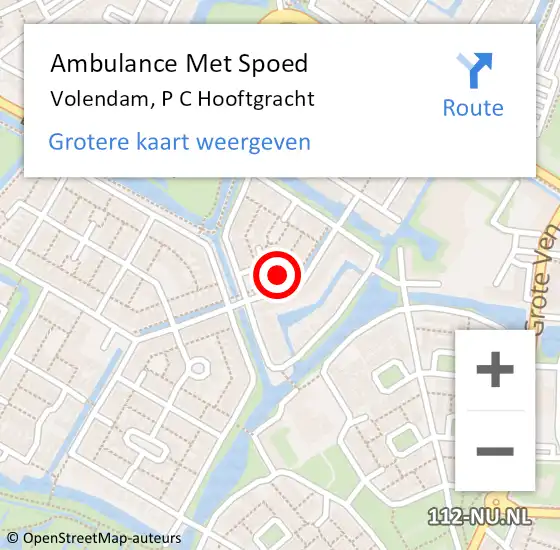 Locatie op kaart van de 112 melding: Ambulance Met Spoed Naar Volendam, P C Hooftgracht op 4 juni 2022 23:04