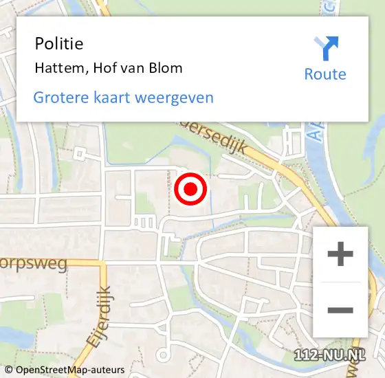 Locatie op kaart van de 112 melding: Politie Hattem, Hof van Blom op 4 juni 2022 23:39