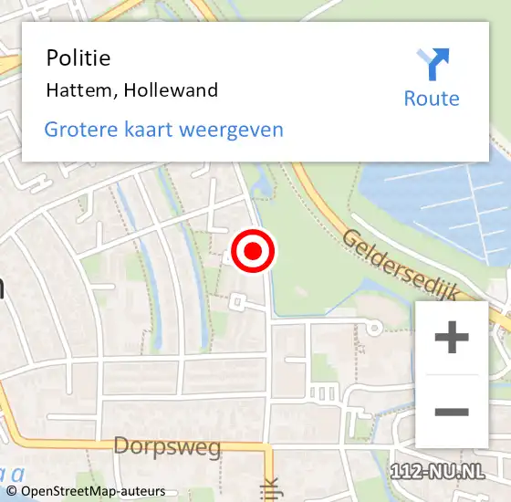 Locatie op kaart van de 112 melding: Politie Hattem, Hollewand op 4 juni 2022 23:39