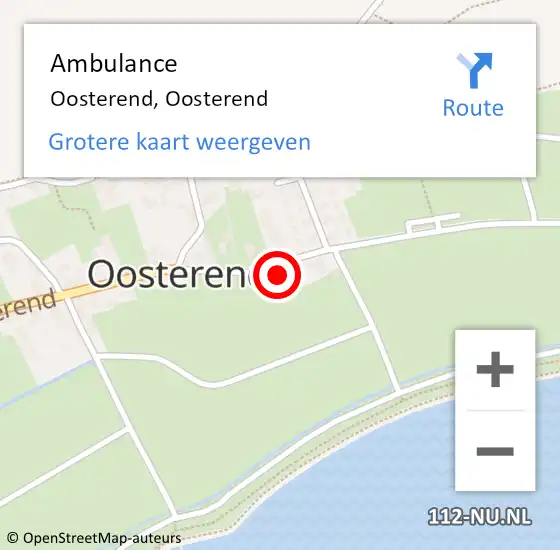 Locatie op kaart van de 112 melding: Ambulance Oosterend, Oosterend op 4 juni 2022 23:59