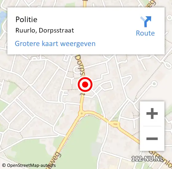 Locatie op kaart van de 112 melding: Politie Ruurlo, Dorpsstraat op 4 juni 2022 23:59