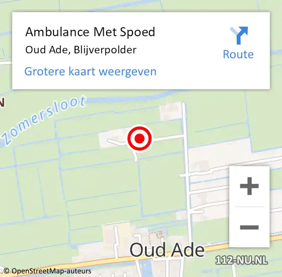 Locatie op kaart van de 112 melding: Ambulance Met Spoed Naar Oud Ade, Blijverpolder op 5 juni 2022 01:00