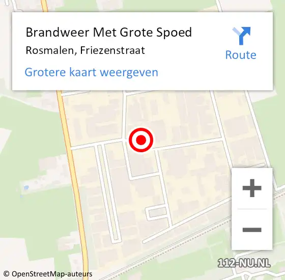 Locatie op kaart van de 112 melding: Brandweer Met Grote Spoed Naar Rosmalen, Friezenstraat op 5 juni 2022 01:21