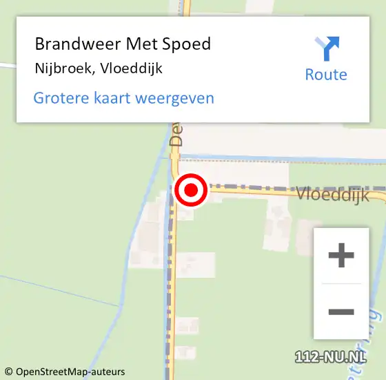 Locatie op kaart van de 112 melding: Brandweer Met Spoed Naar Nijbroek, Vloeddijk op 8 oktober 2013 19:28