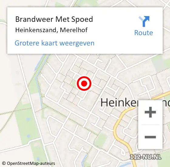 Locatie op kaart van de 112 melding: Brandweer Met Spoed Naar Heinkenszand, Merelhof op 5 juni 2022 01:31