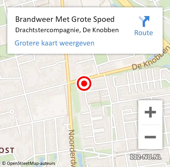 Locatie op kaart van de 112 melding: Brandweer Met Grote Spoed Naar Drachtstercompagnie, De Knobben op 5 juni 2022 01:37