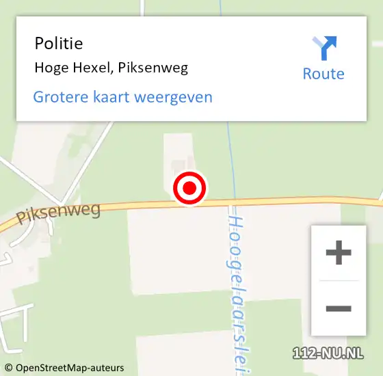 Locatie op kaart van de 112 melding: Politie Hoge Hexel, Piksenweg op 5 juni 2022 01:39