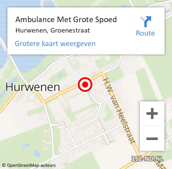 Locatie op kaart van de 112 melding: Ambulance Met Grote Spoed Naar Hurwenen, Groenestraat op 5 juni 2022 01:45