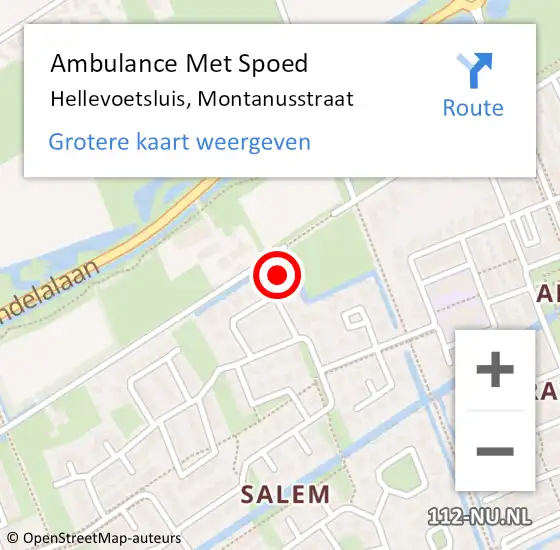 Locatie op kaart van de 112 melding: Ambulance Met Spoed Naar Hellevoetsluis, Montanusstraat op 5 juni 2022 02:02