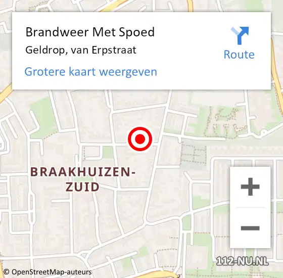 Locatie op kaart van de 112 melding: Brandweer Met Spoed Naar Geldrop, van Erpstraat op 5 juni 2022 02:19