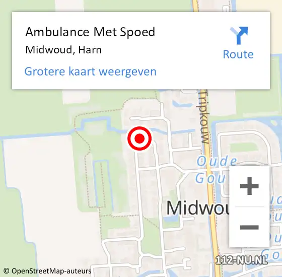 Locatie op kaart van de 112 melding: Ambulance Met Spoed Naar Midwoud, Harn op 5 juni 2022 02:45