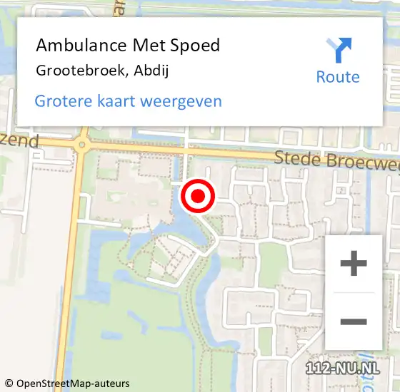 Locatie op kaart van de 112 melding: Ambulance Met Spoed Naar Grootebroek, Abdij op 5 juni 2022 02:45