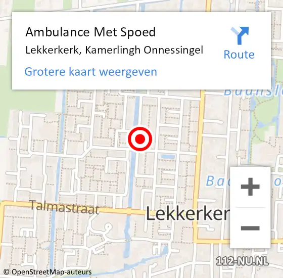 Locatie op kaart van de 112 melding: Ambulance Met Spoed Naar Lekkerkerk, Kamerlingh Onnessingel op 5 juni 2022 03:02