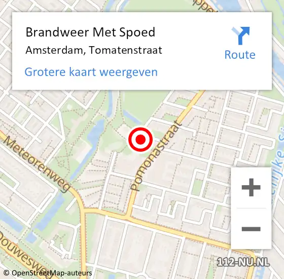 Locatie op kaart van de 112 melding: Brandweer Met Spoed Naar Amsterdam, Tomatenstraat op 5 juni 2022 03:38